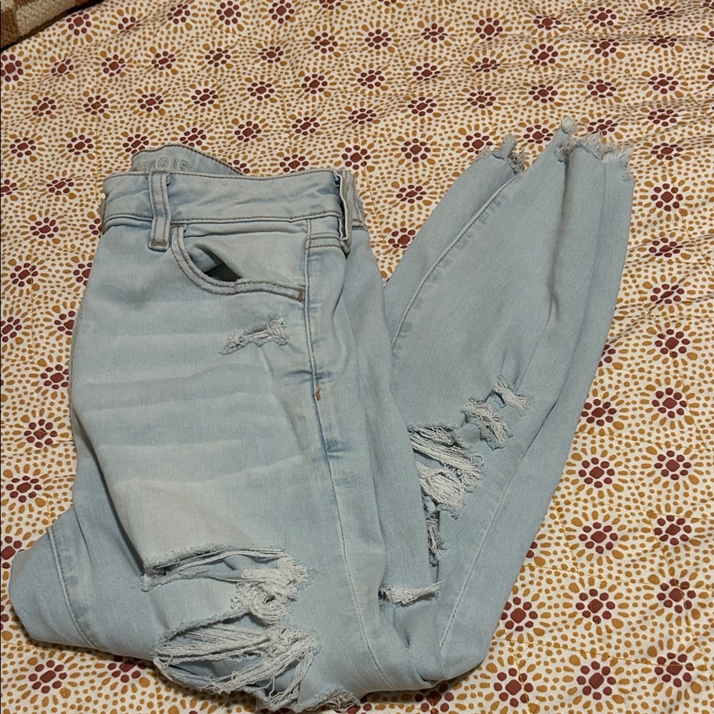 American Eagle Outfitters Light Blue Distressed Boyfriend Jeans - Picture 6 of 6